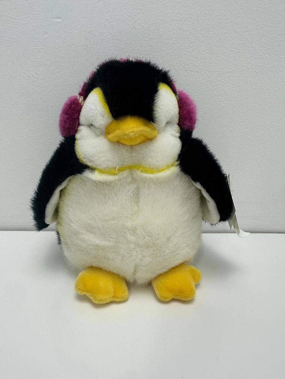 Russ Berrie Tux the Penguin Ear Muffs Yellow Feet Vintage Collectible (10 inch)